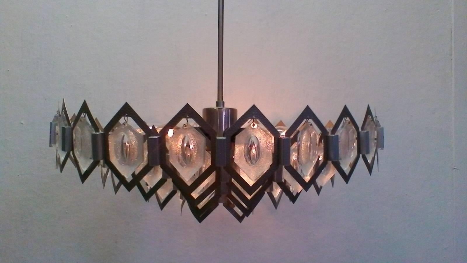 Retro Chandelier Jaroslav Bejvl, 1970s In Good Condition For Sale In Praha, CZ