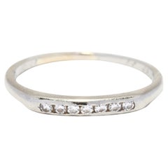 Retro Channel Set .11ctw Natural Diamond Wedding Band, 18K White Gold