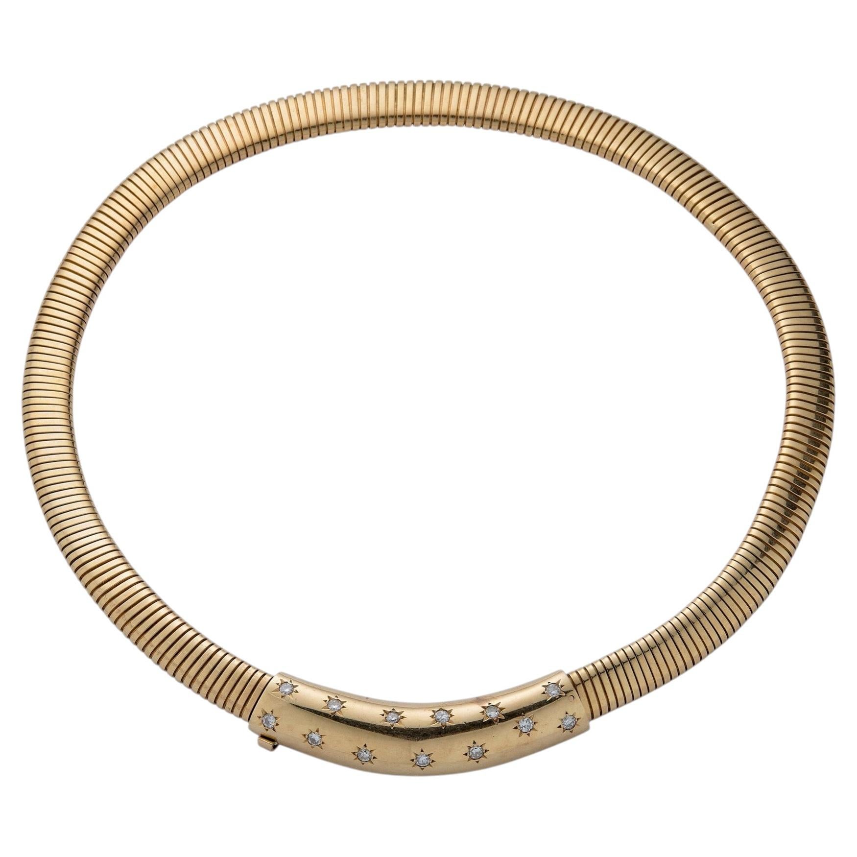 Collier ras-du-cou rétro serti de diamants en vente