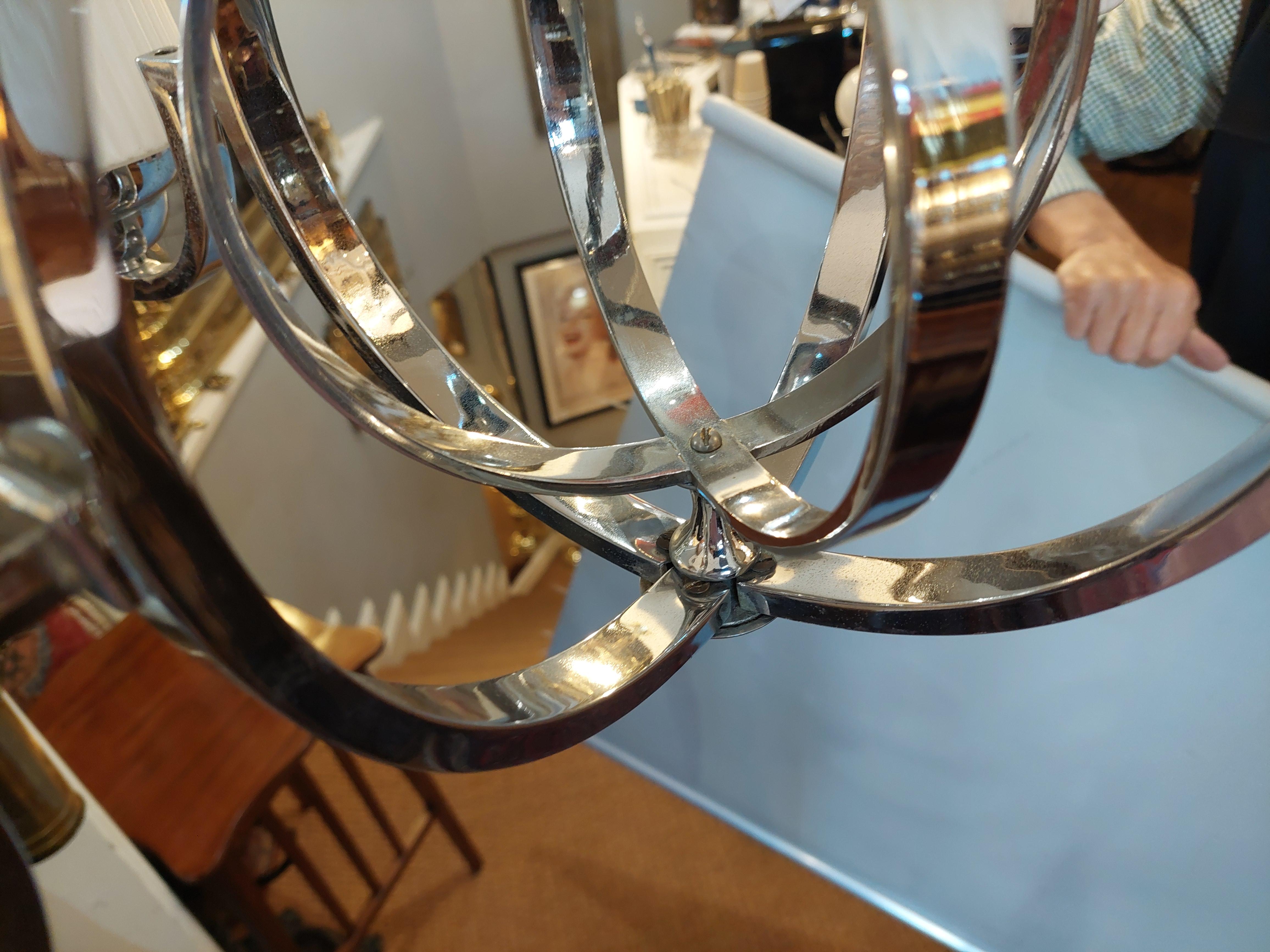 English Retro Chrome Bulbous Ceiling Light Fitting For Sale