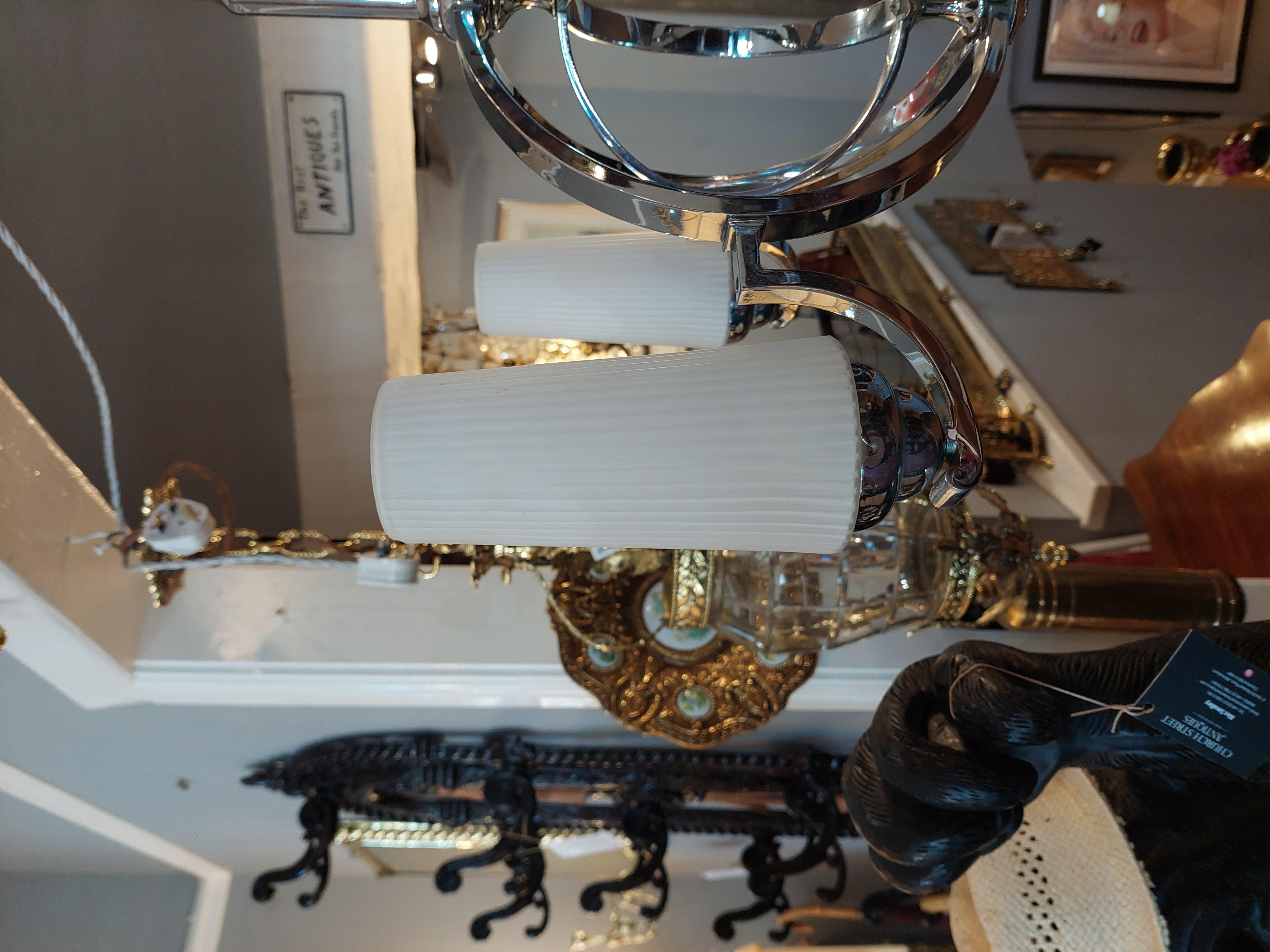 Retro Chrome Bulbous Ceiling Light Fitting In Good Condition For Sale In Altrincham, GB