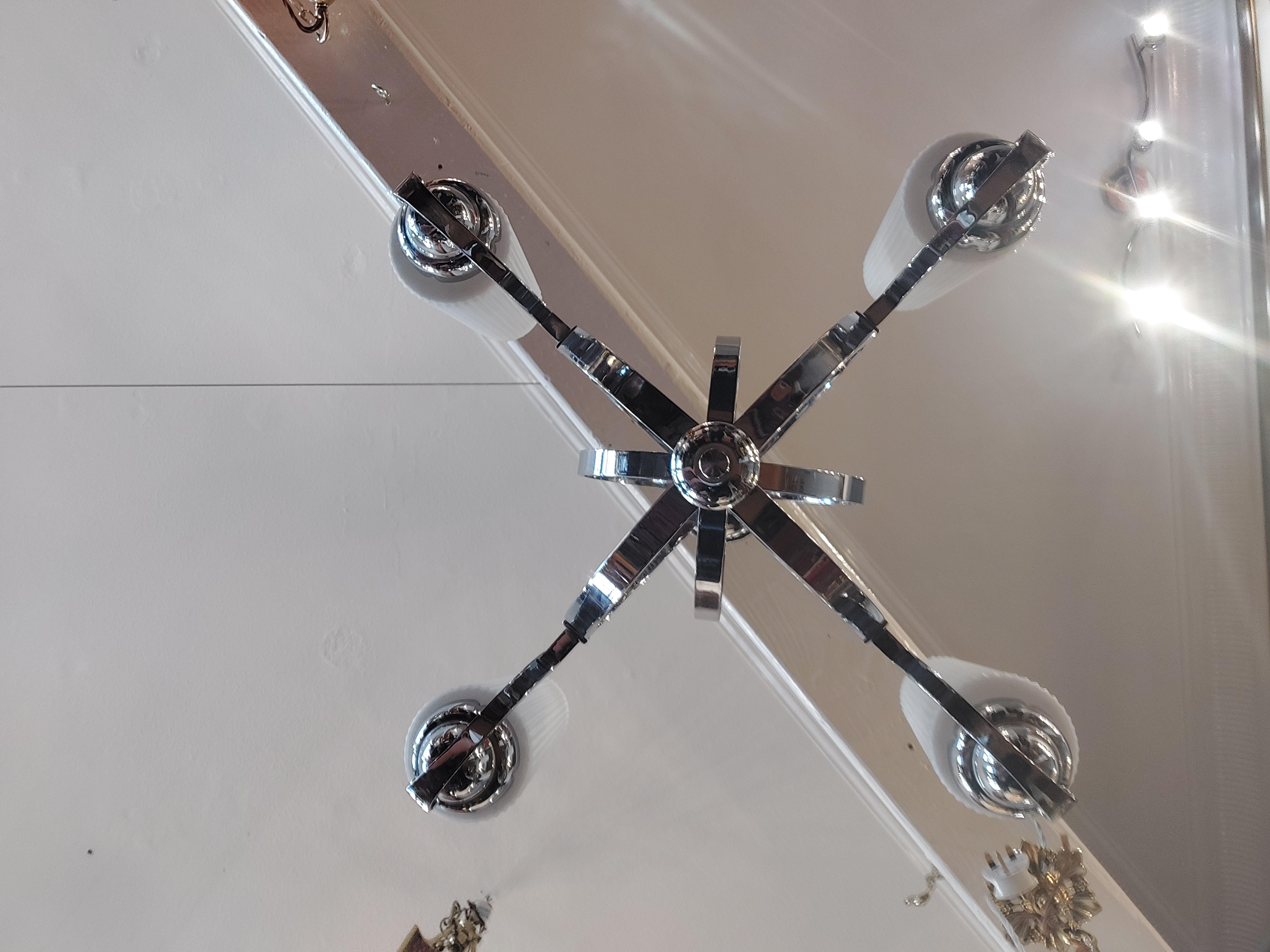 Retro Chrome Bulbous Ceiling Light Fitting For Sale 1