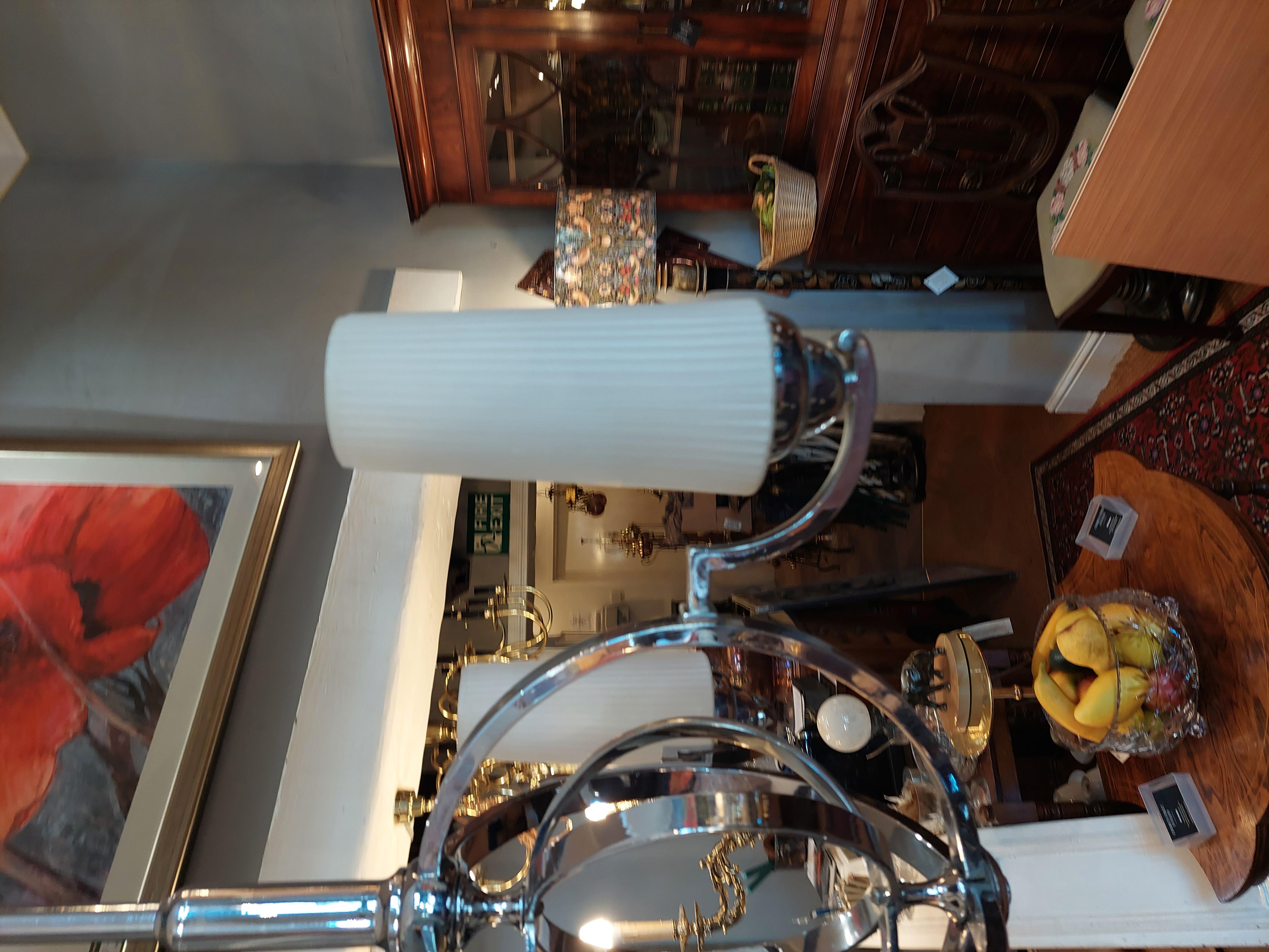 Retro Chrome Bulbous Ceiling Light Fitting For Sale 2