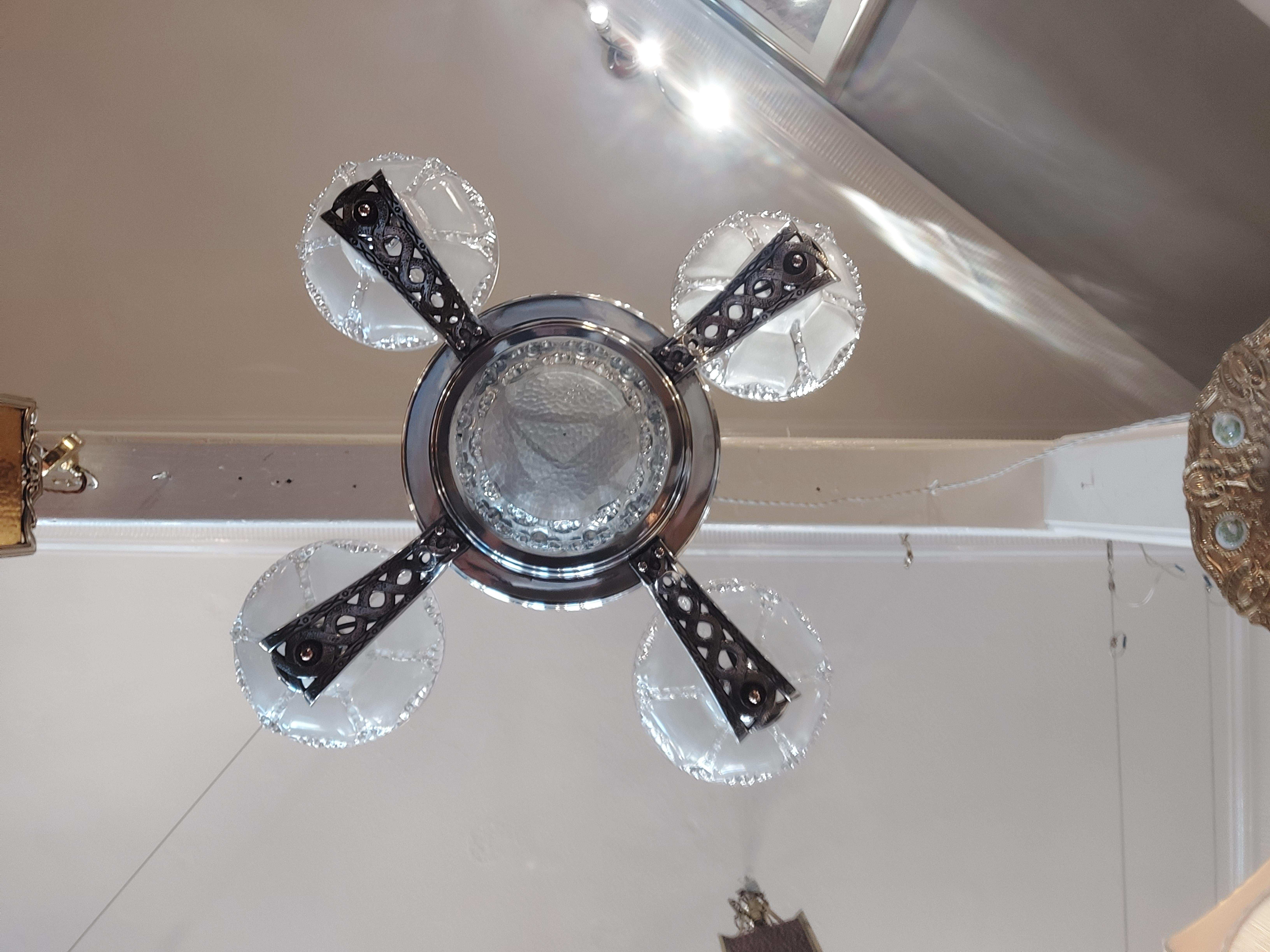 Retro Chrome Chandelier In Good Condition For Sale In Altrincham, GB