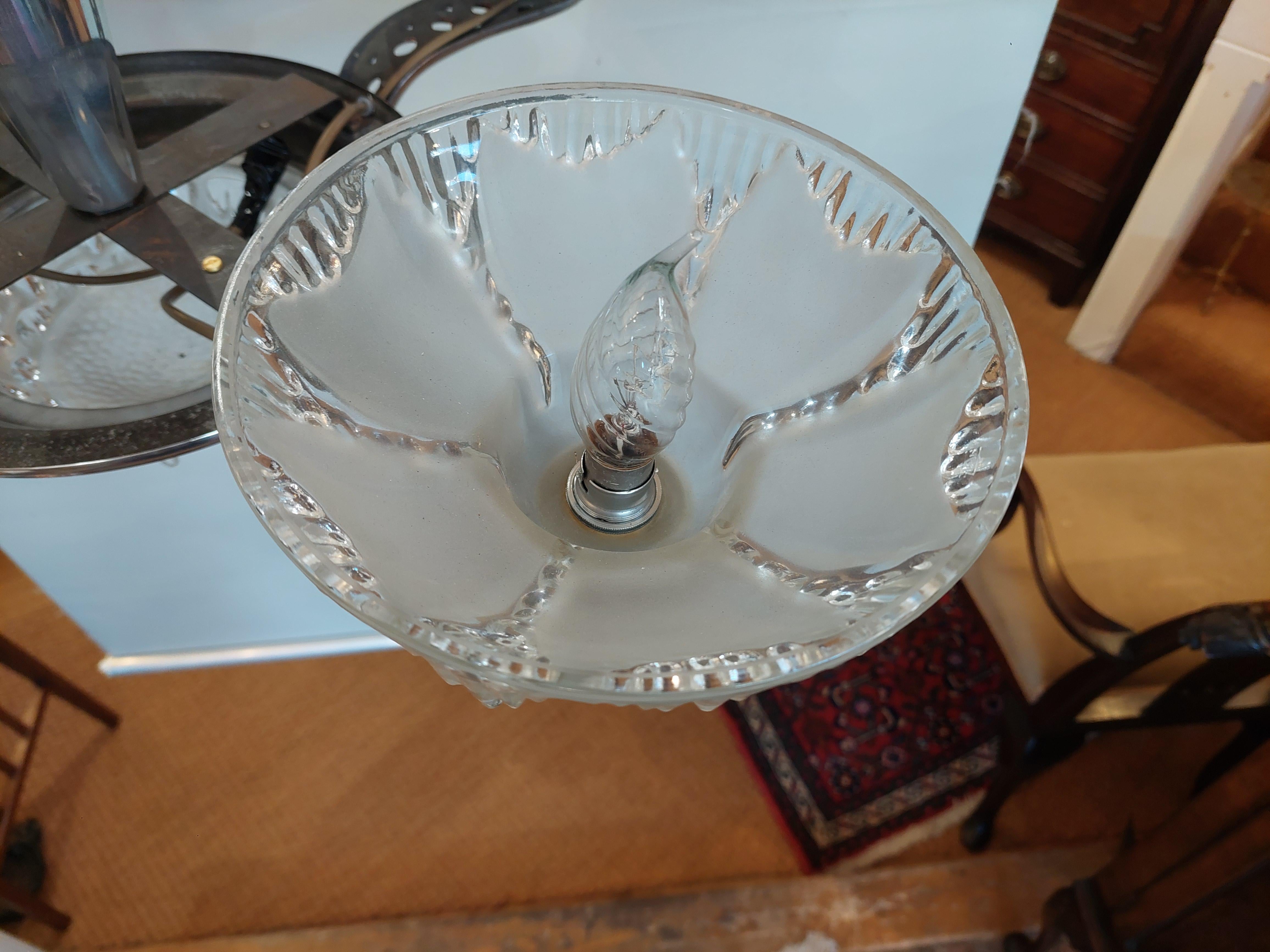 Smoked Glass Retro Chrome Chandelier For Sale