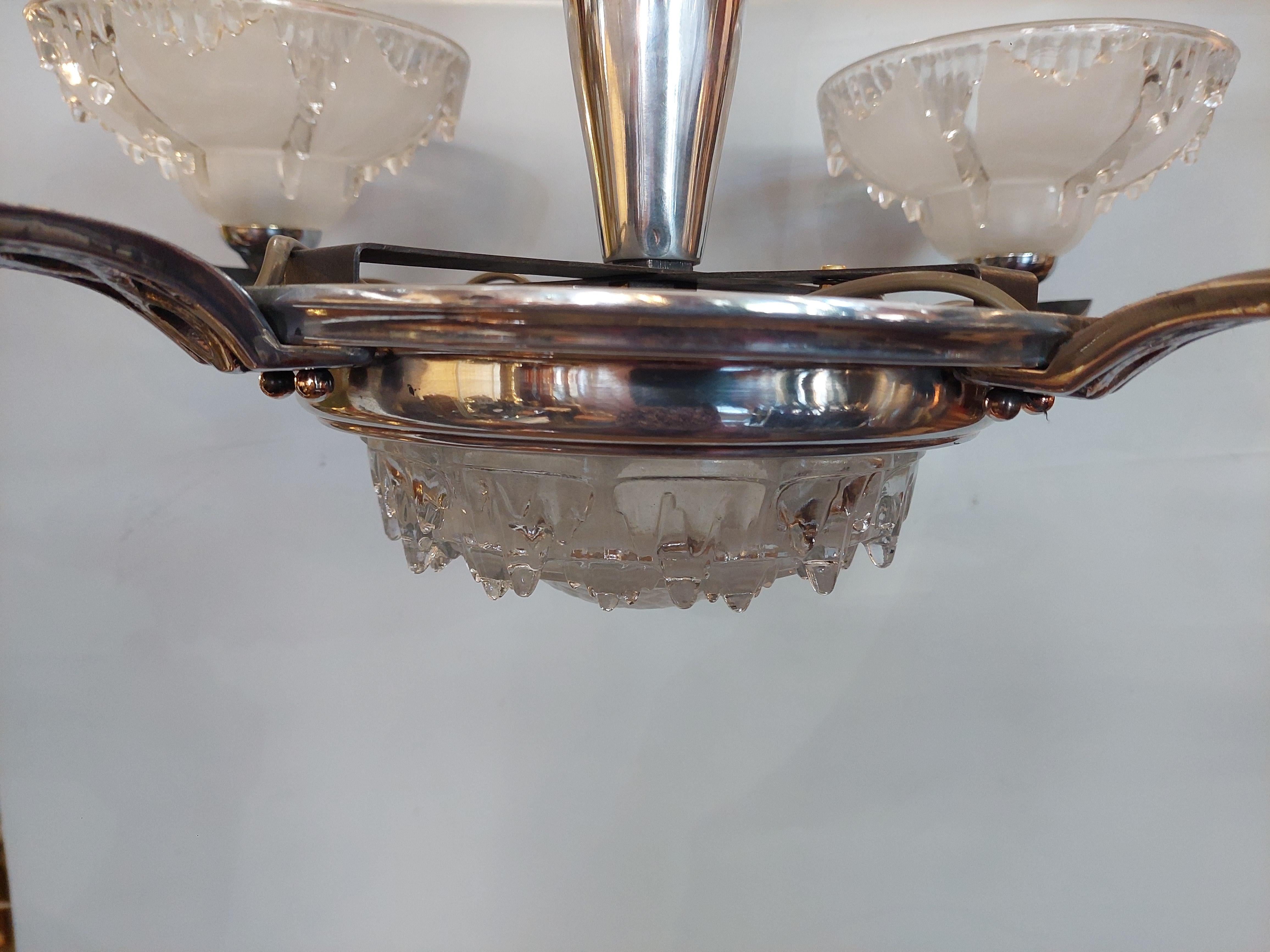 Retro Chrome Chandelier For Sale 1
