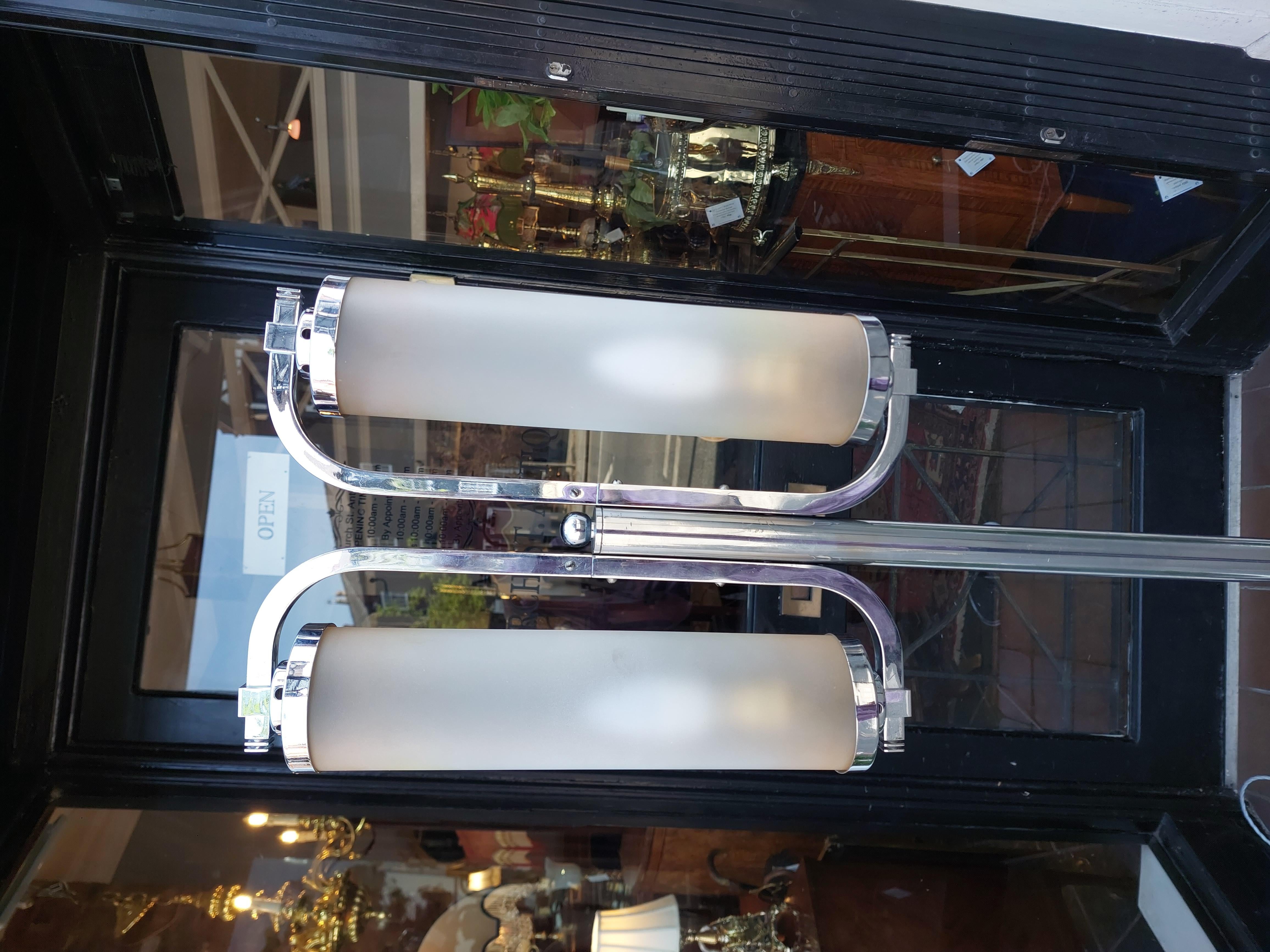 Lámpara Estándar Retro Cromada Vidrio en venta