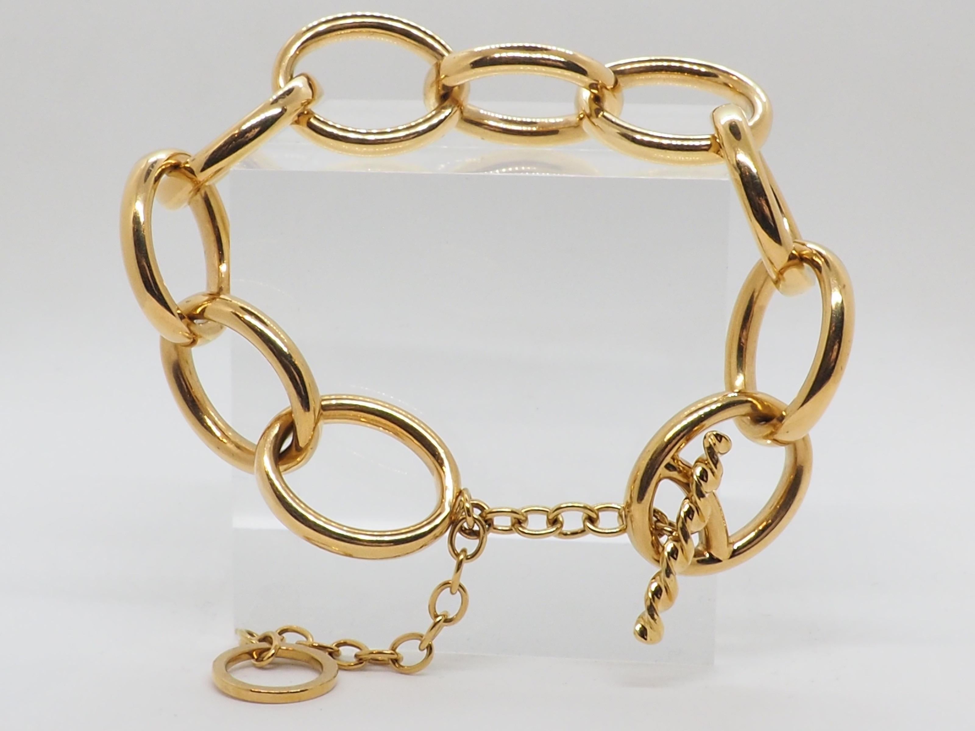Retro Chunky Yellow Gold Chain Bracelet 18 Karat In Excellent Condition For Sale In Geneva, CH