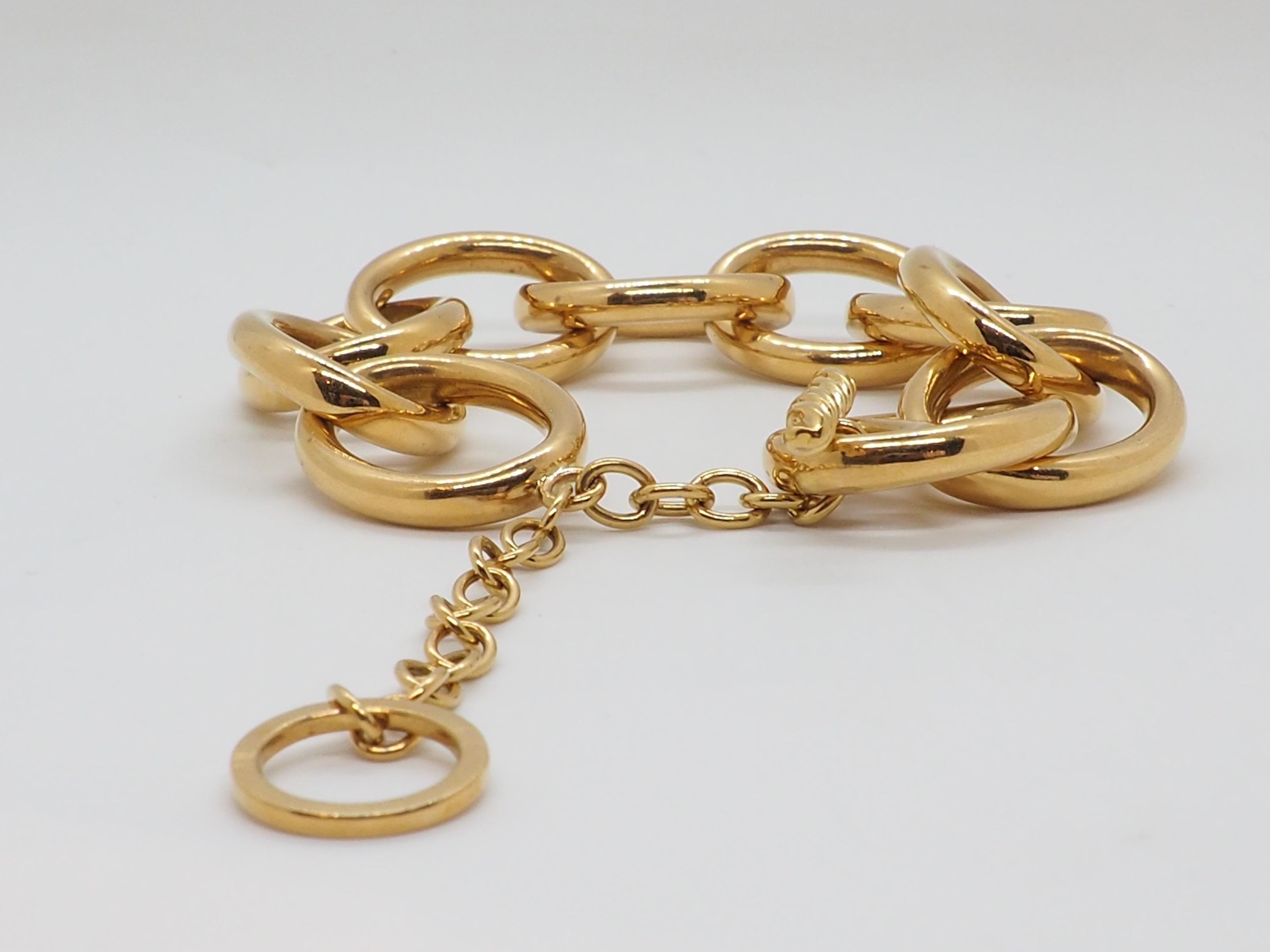 Women's or Men's Retro Chunky Yellow Gold Chain Bracelet 18 Karat For Sale