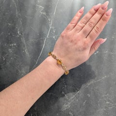 Retro Citrine 14 Karat Yellow Gold Vintage Scroll Link Bracelet