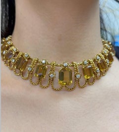 Retro Citrine and Diamond Choker Necklace by Regner
