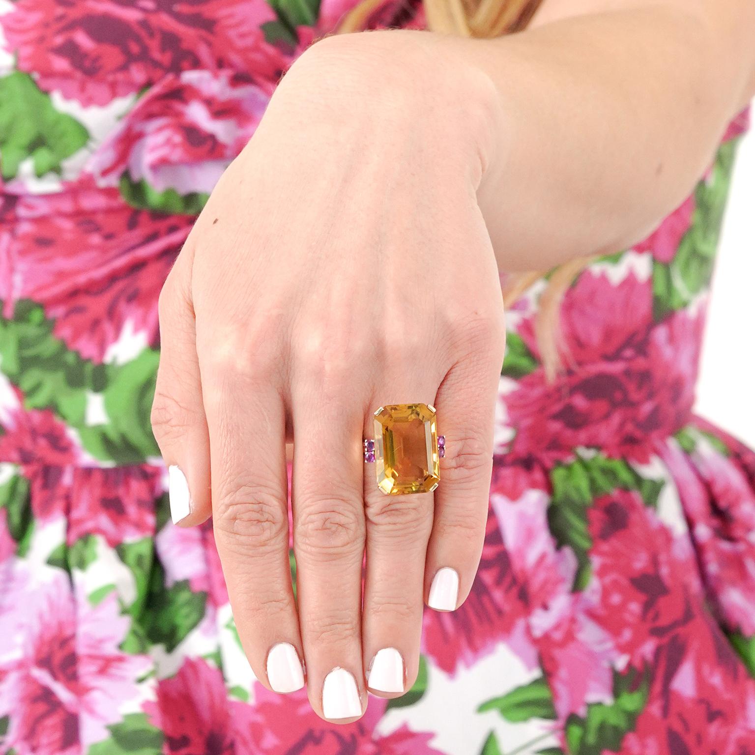 Retro-Ring aus Citrin und Rubin im Zustand „Hervorragend“ im Angebot in Litchfield, CT