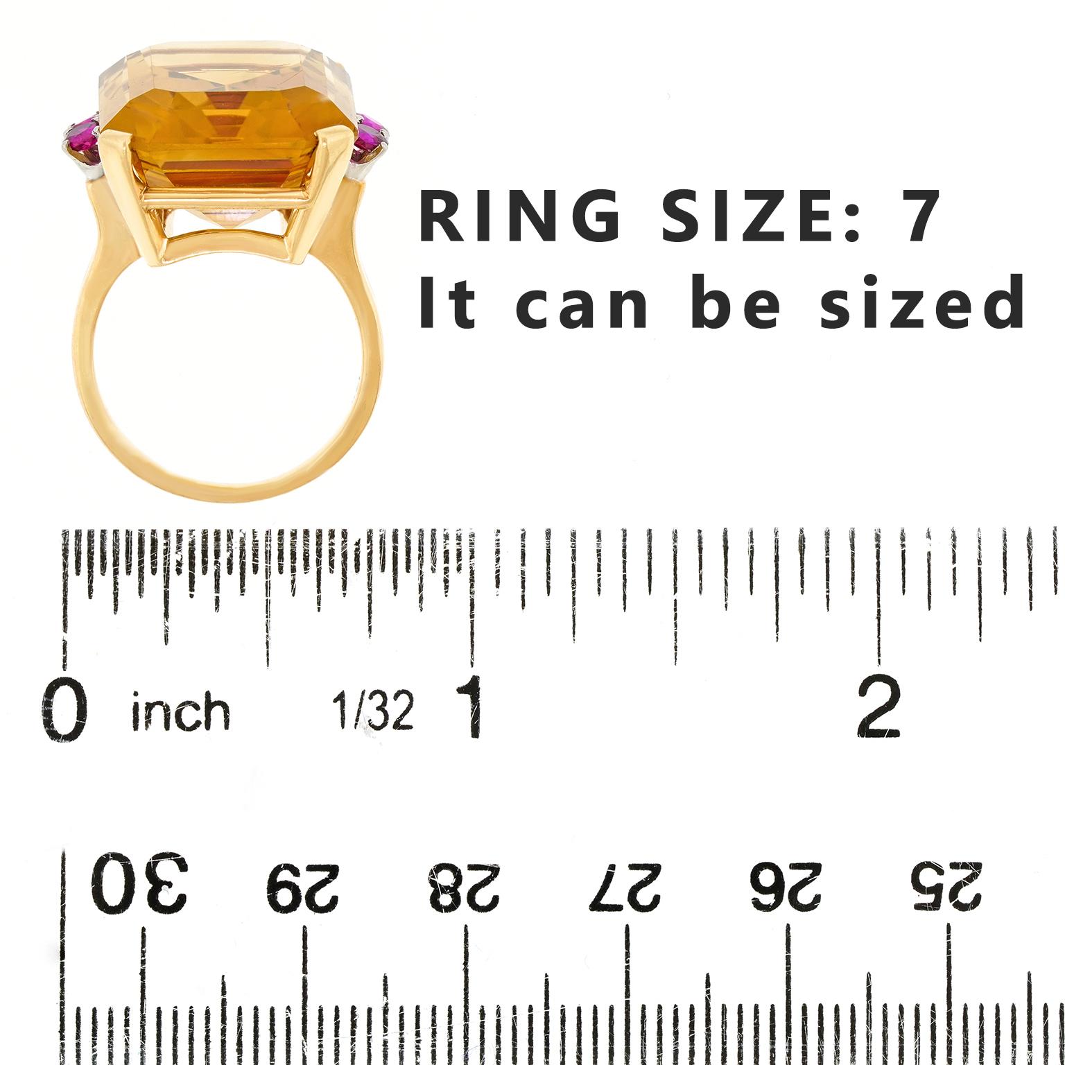 Retro-Ring aus Citrin und Rubin im Angebot 1