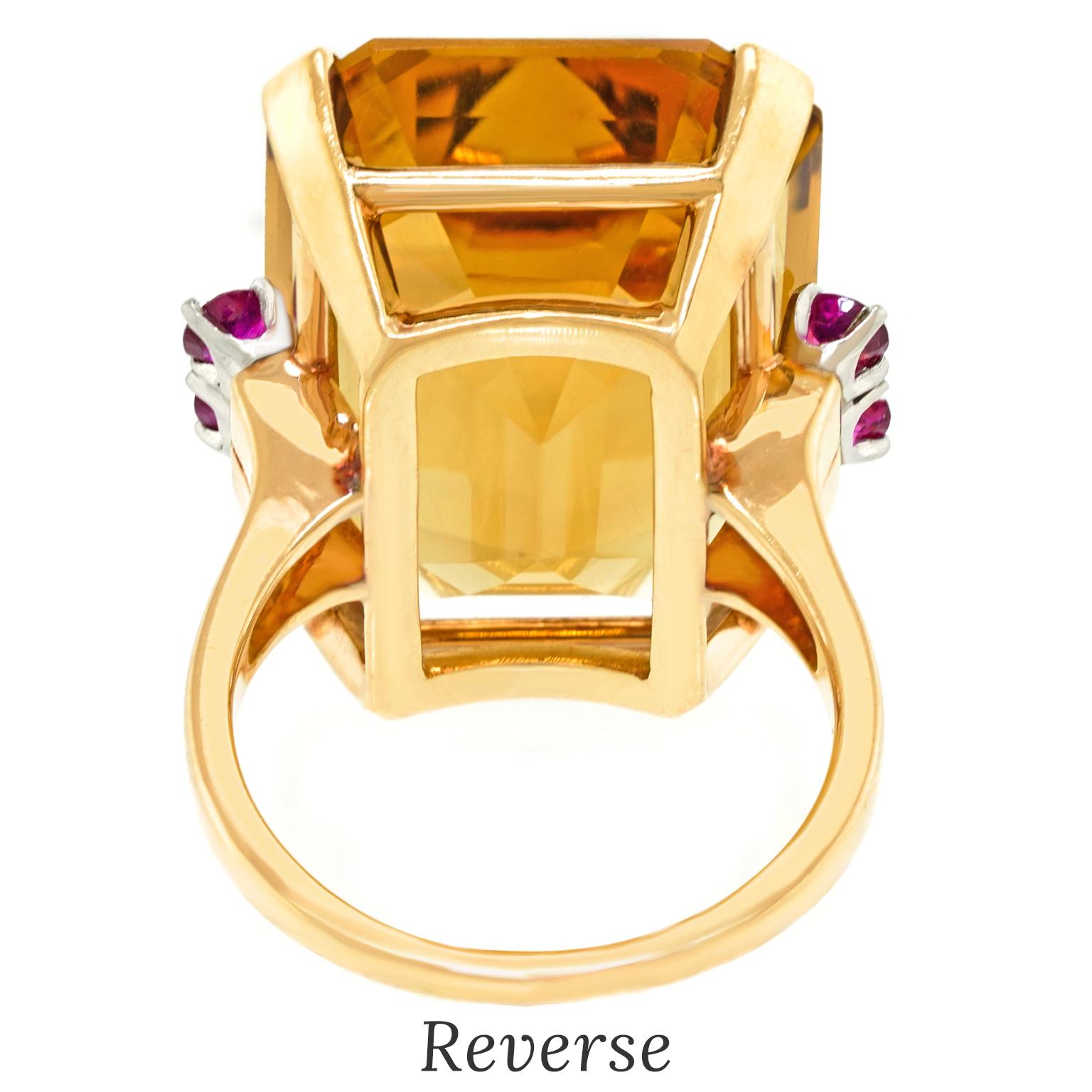 Retro-Ring aus Citrin und Rubin im Angebot 2