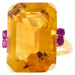 Retro-Ring aus Citrin und Rubin