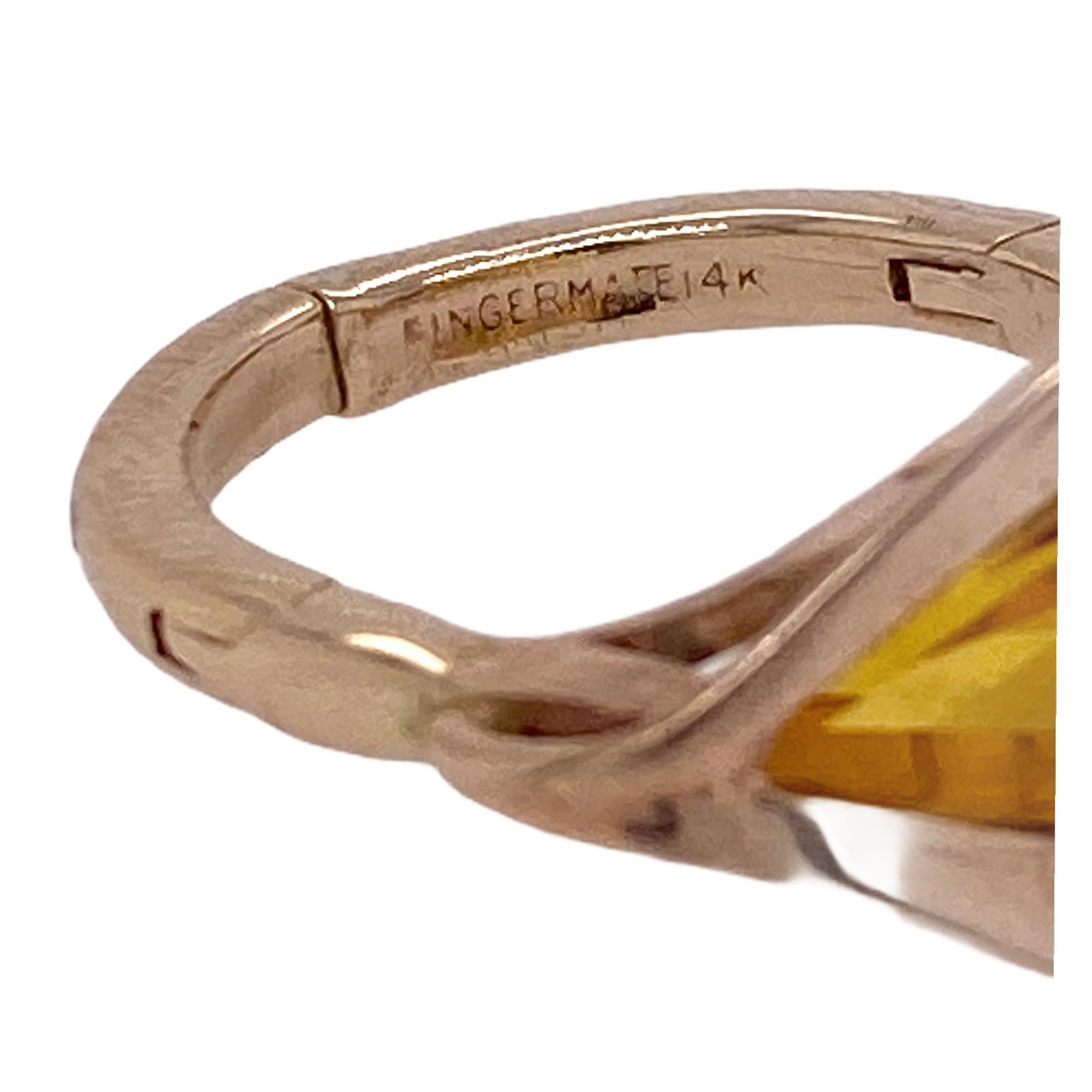 Retro Citrine Diamond 14 Karat Yellow Gold Vintage Ring In Excellent Condition In Boca Raton, FL