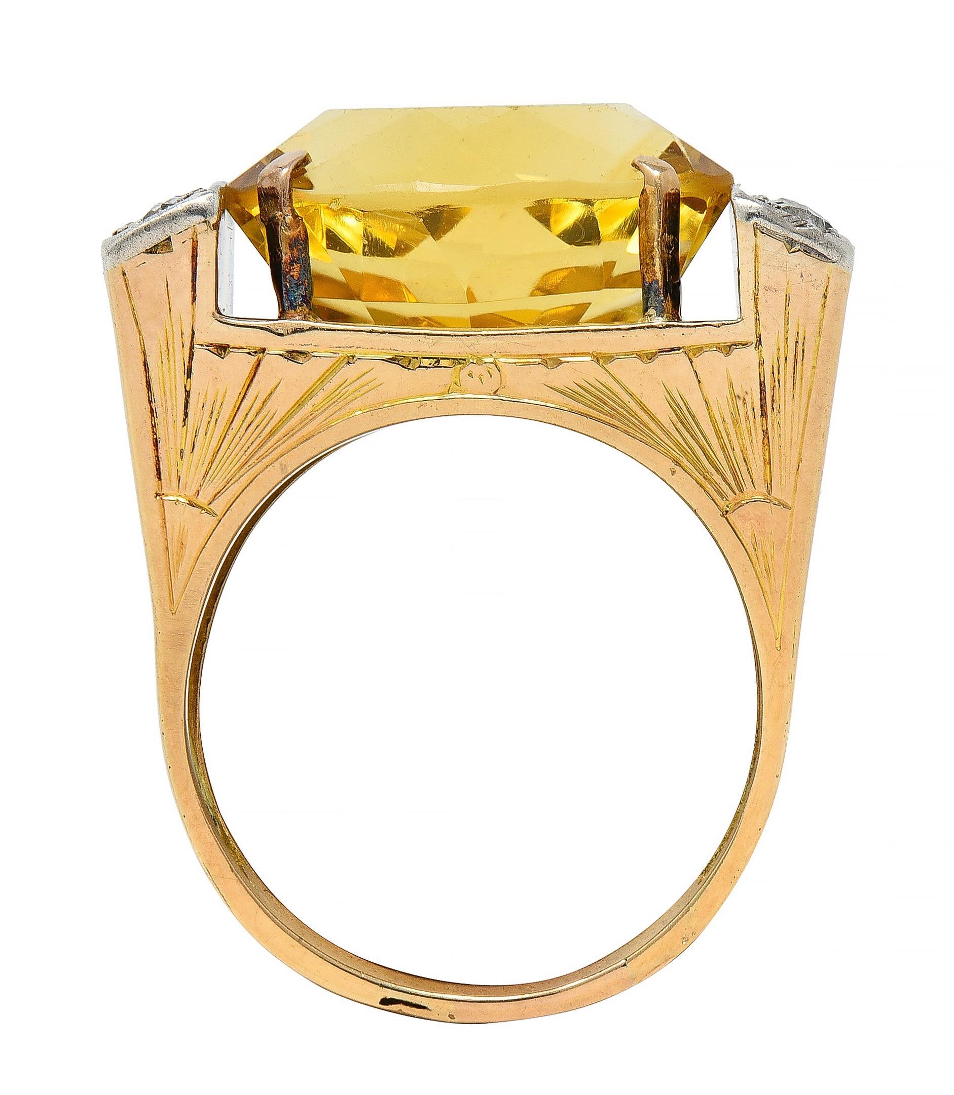 Retro Citrine Saphir Diamant Argent A A Silver Or 18 Karat Vintage Cocktail Ring en vente 5