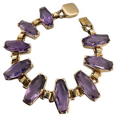 Retro Coffin Cut Amethyst Heavy Gold Bracelet
