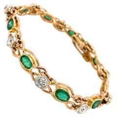 Retro Colombian Emerald Diamond Link Bracelet