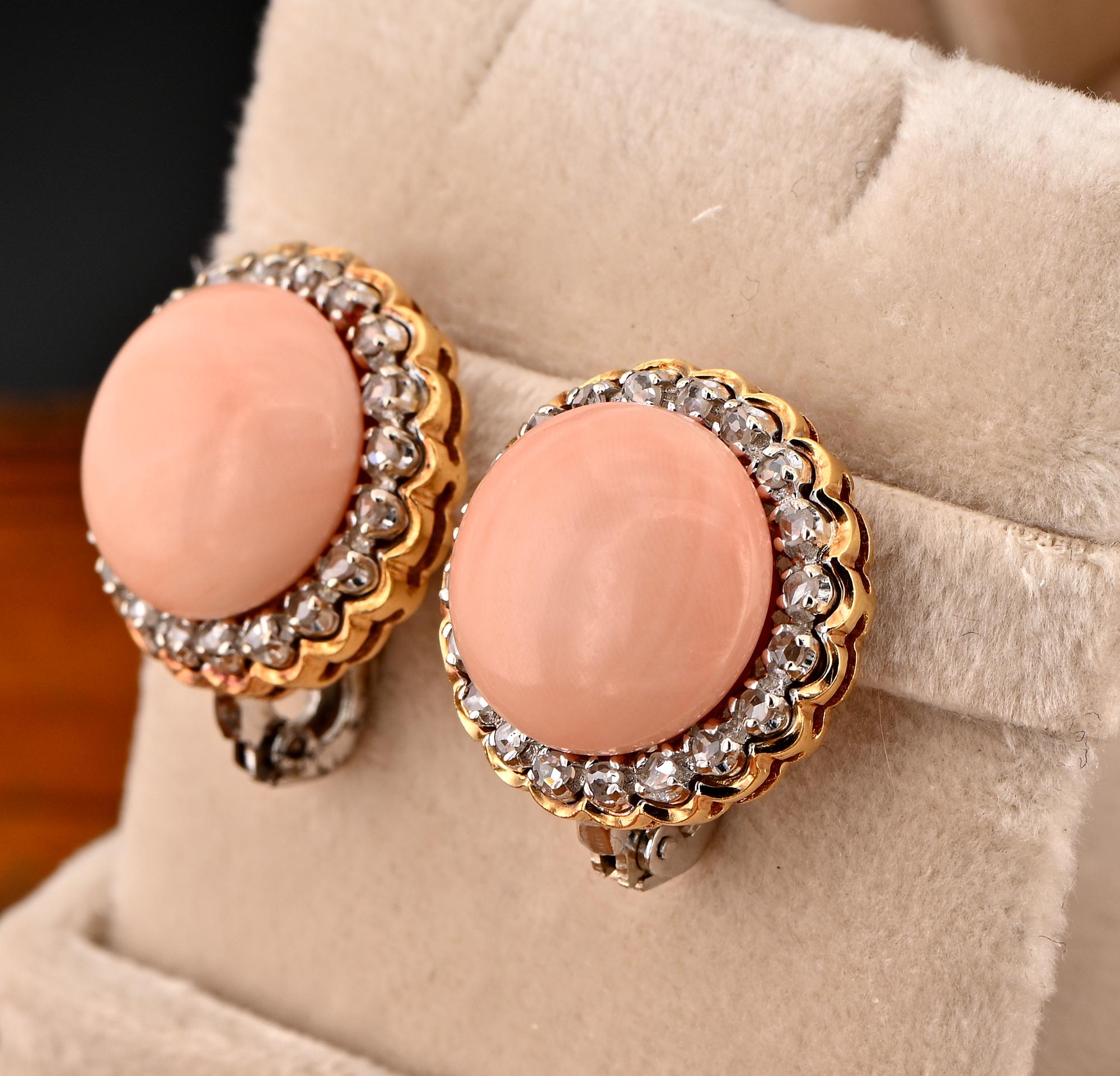 coral rose earrings