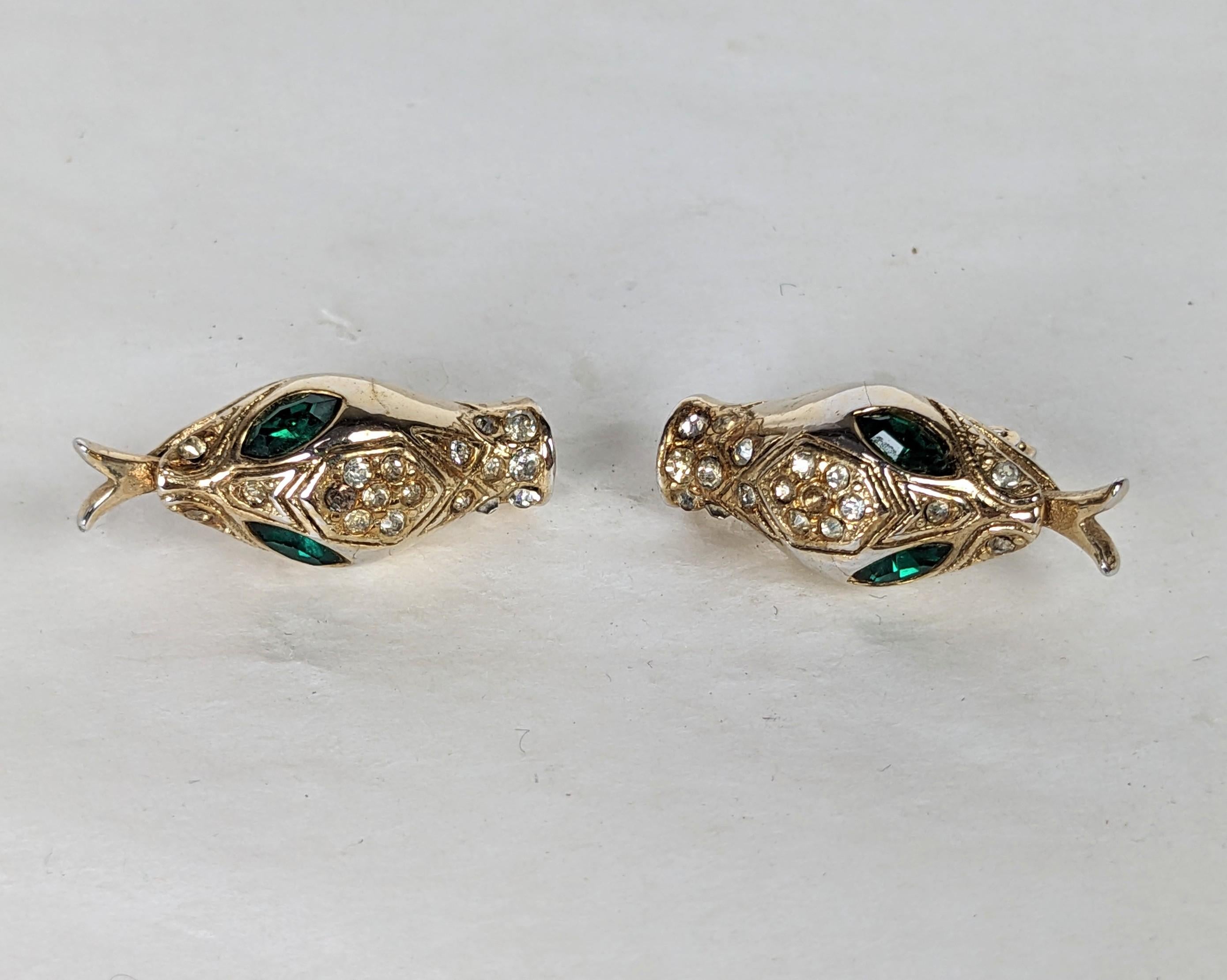 Retro Coro Snake Head Earrings In Good Condition For Sale In New York, NY