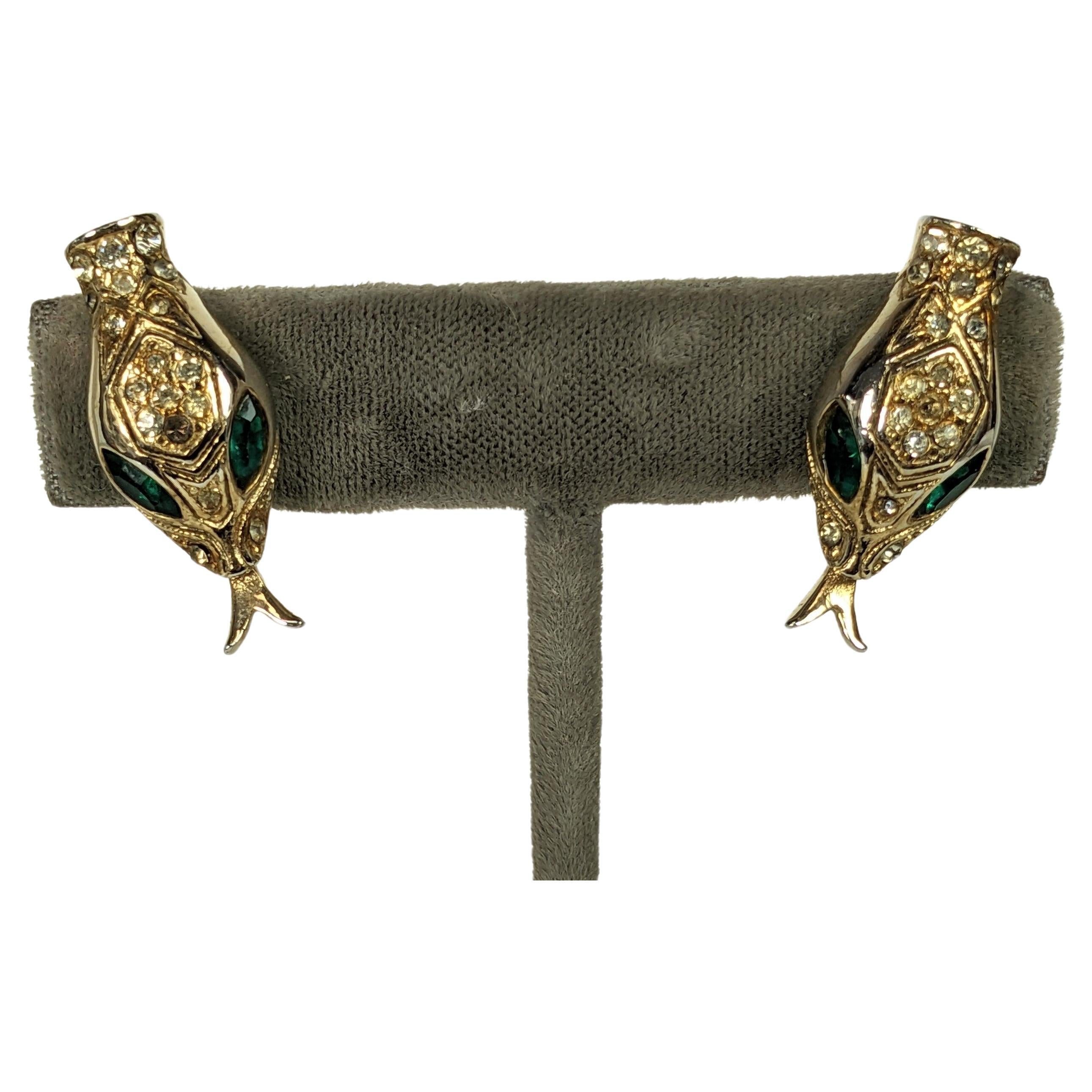 Retro Coro Snake Head Earrings For Sale