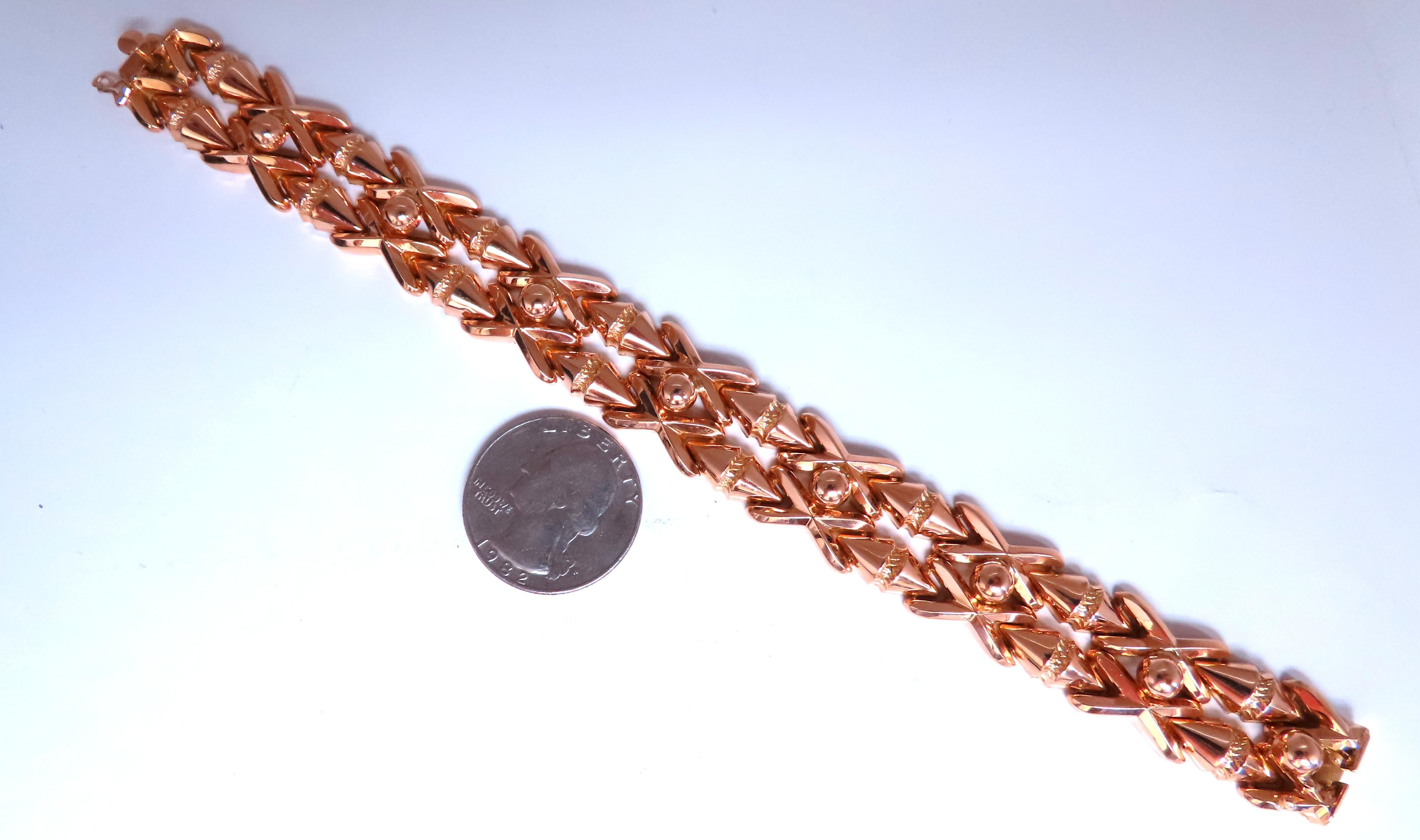 Edwardian Retro Cosmopolitan Wide Cuff Bracelet 18kt Gold 12451 For Sale
