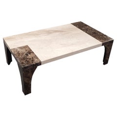 Retro Daino Marble & Emperador Brown Marble Midcentury 1990s Coffee Table Spain
