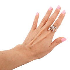 Retro Deco 1940 18kt gold Pyramid Ring with Diamonds