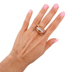 Retro Deco 1940 Ring in 18kt Gold with Diamonds