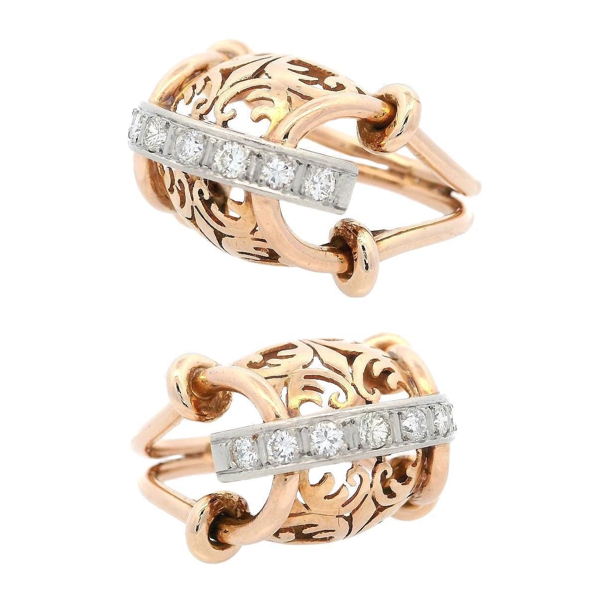 Round Cut Retro Deco 1940 Ring in 18kt Gold with Diamonds For Sale