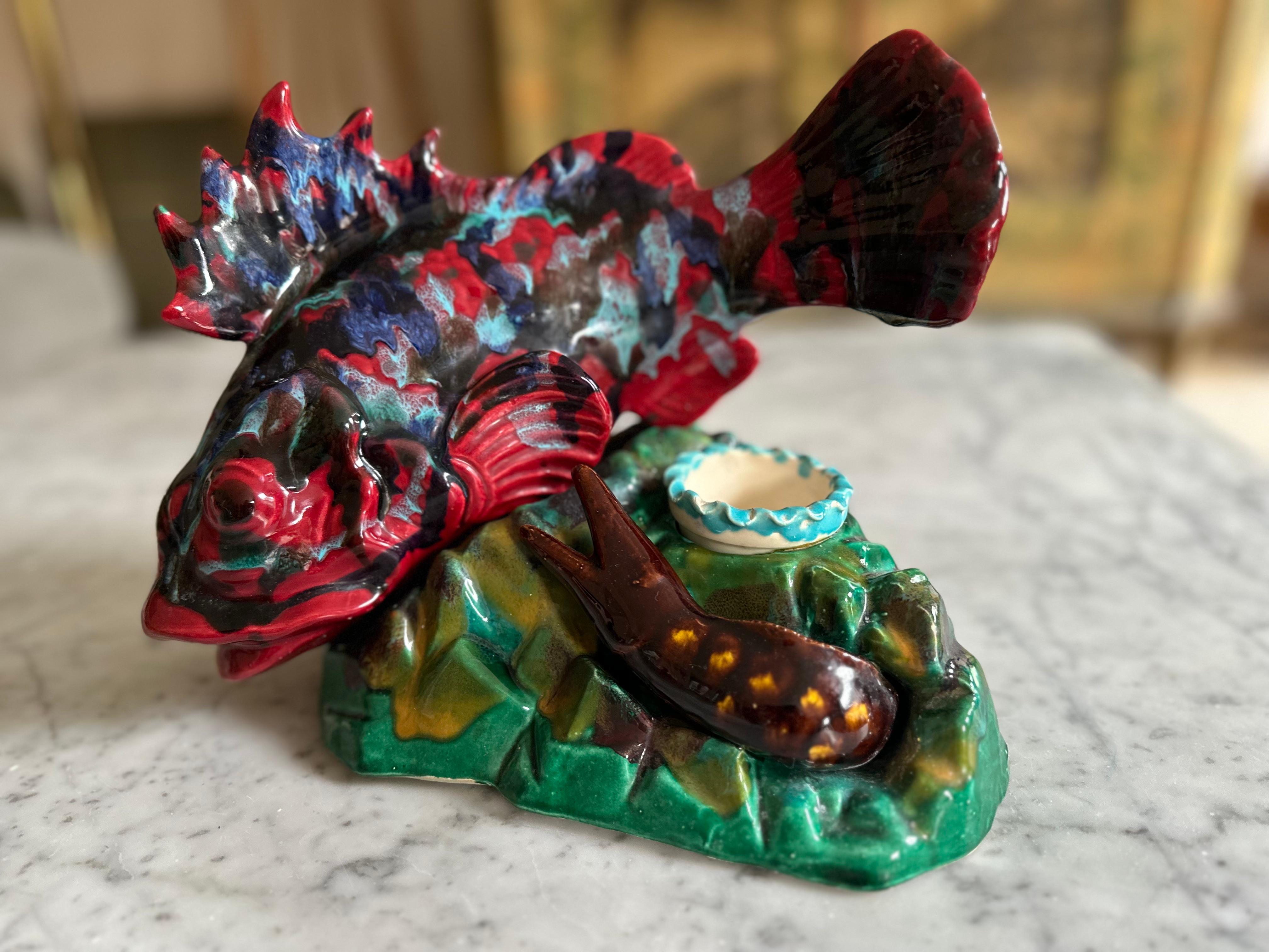 Retro Delight: Vallauris Style Ceramic Fish  For Sale 4
