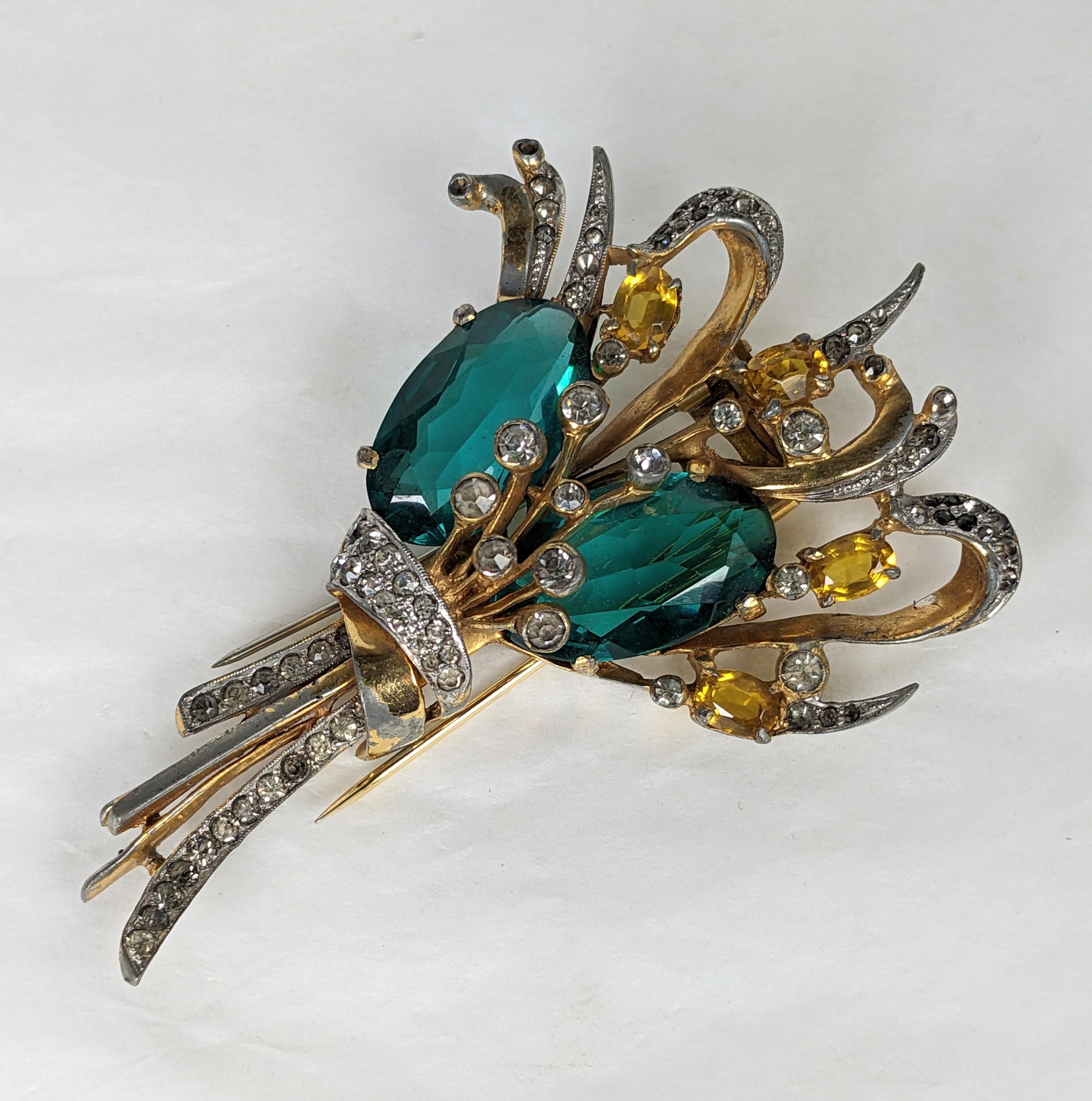 Retro DeRosa Retro Bouquet Clip Brooch In Good Condition For Sale In New York, NY