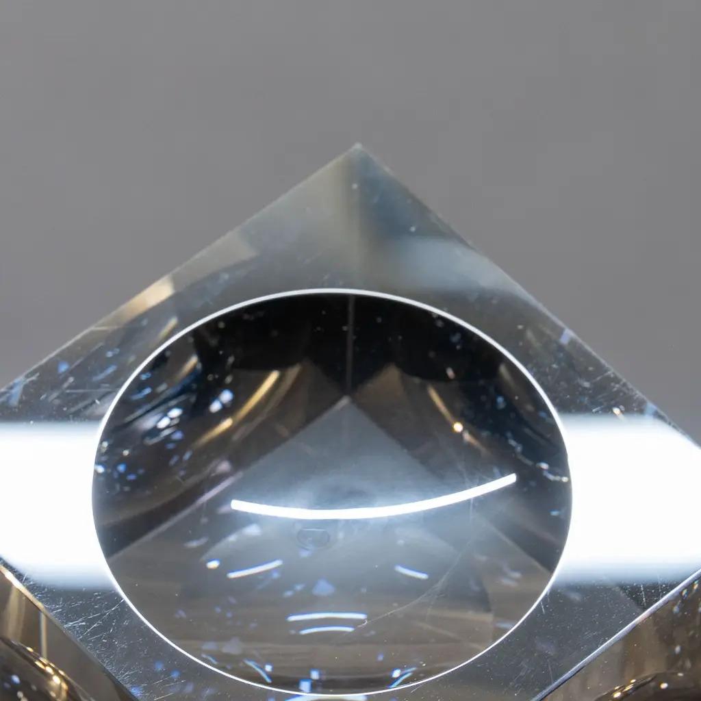 French Retro Design Object, Polished Glass Geometric Cube Inspired by the 1970s For Sale
