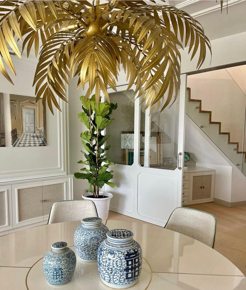 Design M/One Table de salle à manger ronde Palm Springs Style High Gloss Laminated&Brass M en vente 5