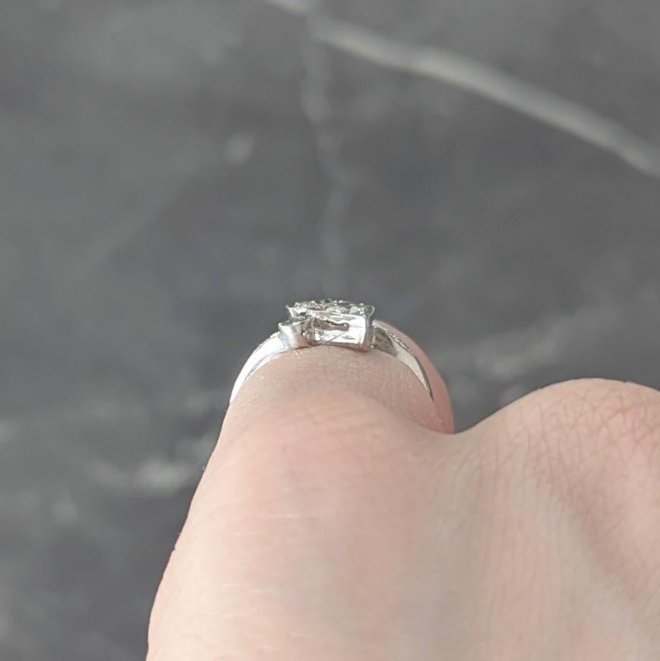 Retro Diamond 0.40 CTW 14 Karat White Gold Heart Vintage Bypass Ring For Sale 3