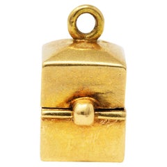Vintage Diamond 14 Karat Gold Engagement Ring Box Charm