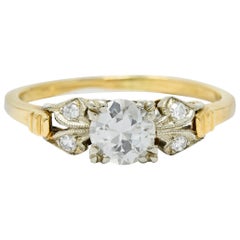 Retro Diamond 14 Karat Two-Tone Gold Engagement Ring