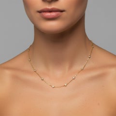 Retro Natural Diamond 14K Yellow Gold Station Necklace