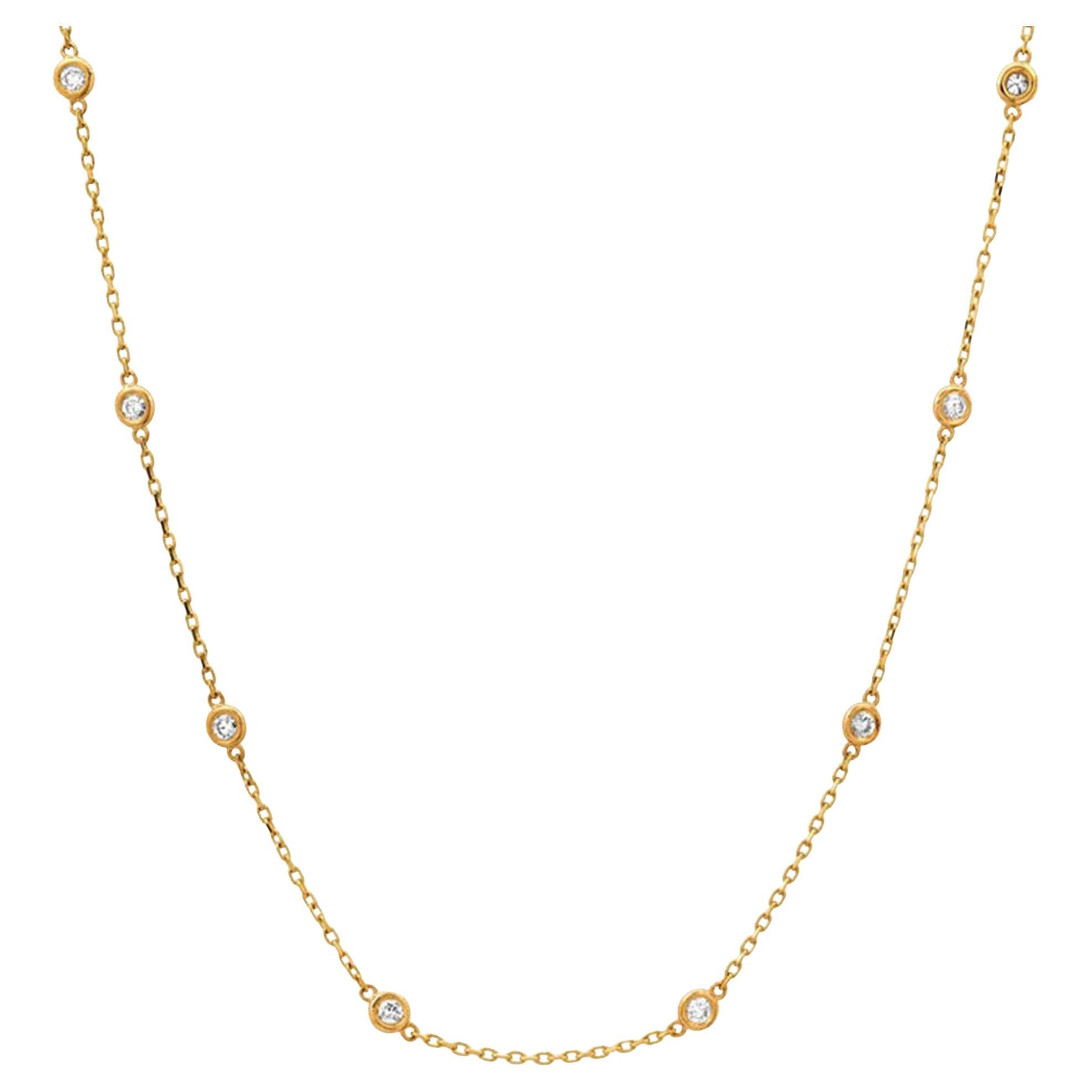 Retro Diamond 14K (or 18k upon request) Yellow Gold Station Necklace