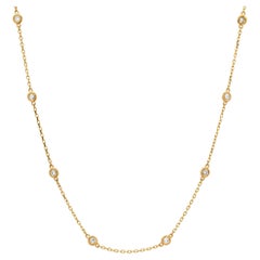 Retro Diamond 14K (or 18k upon request) Yellow Gold Station Necklace