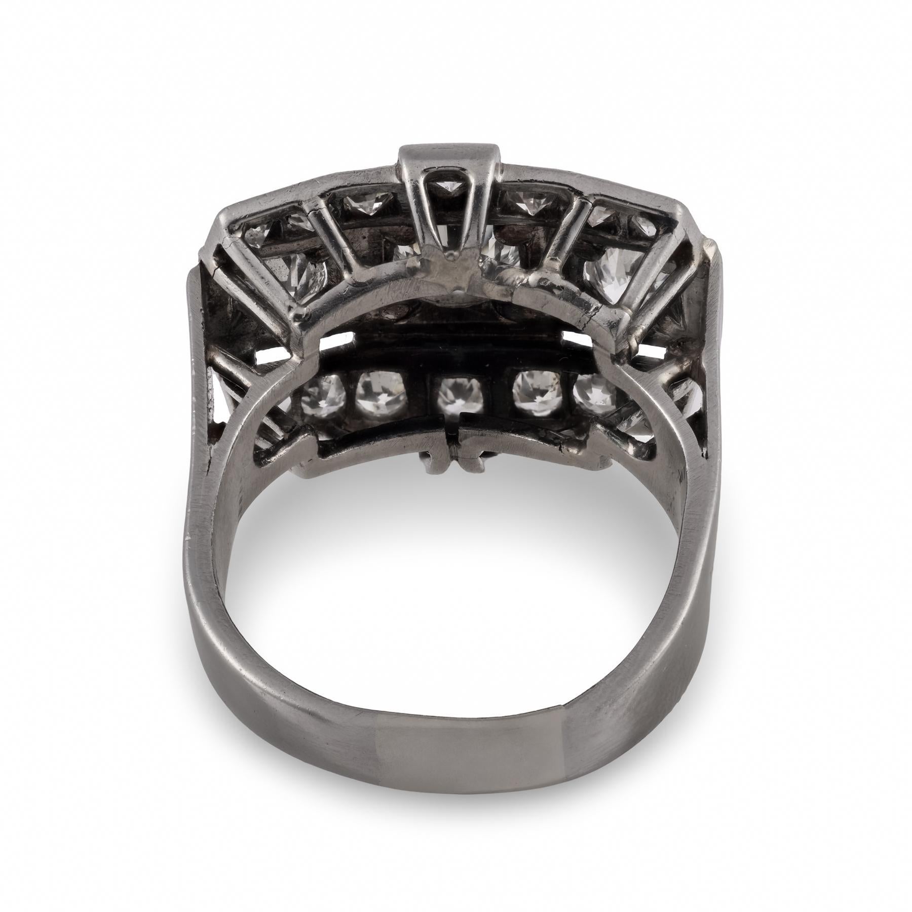 Donna Anello retrò con diamante e serbatoio in oro bianco 14K in vendita