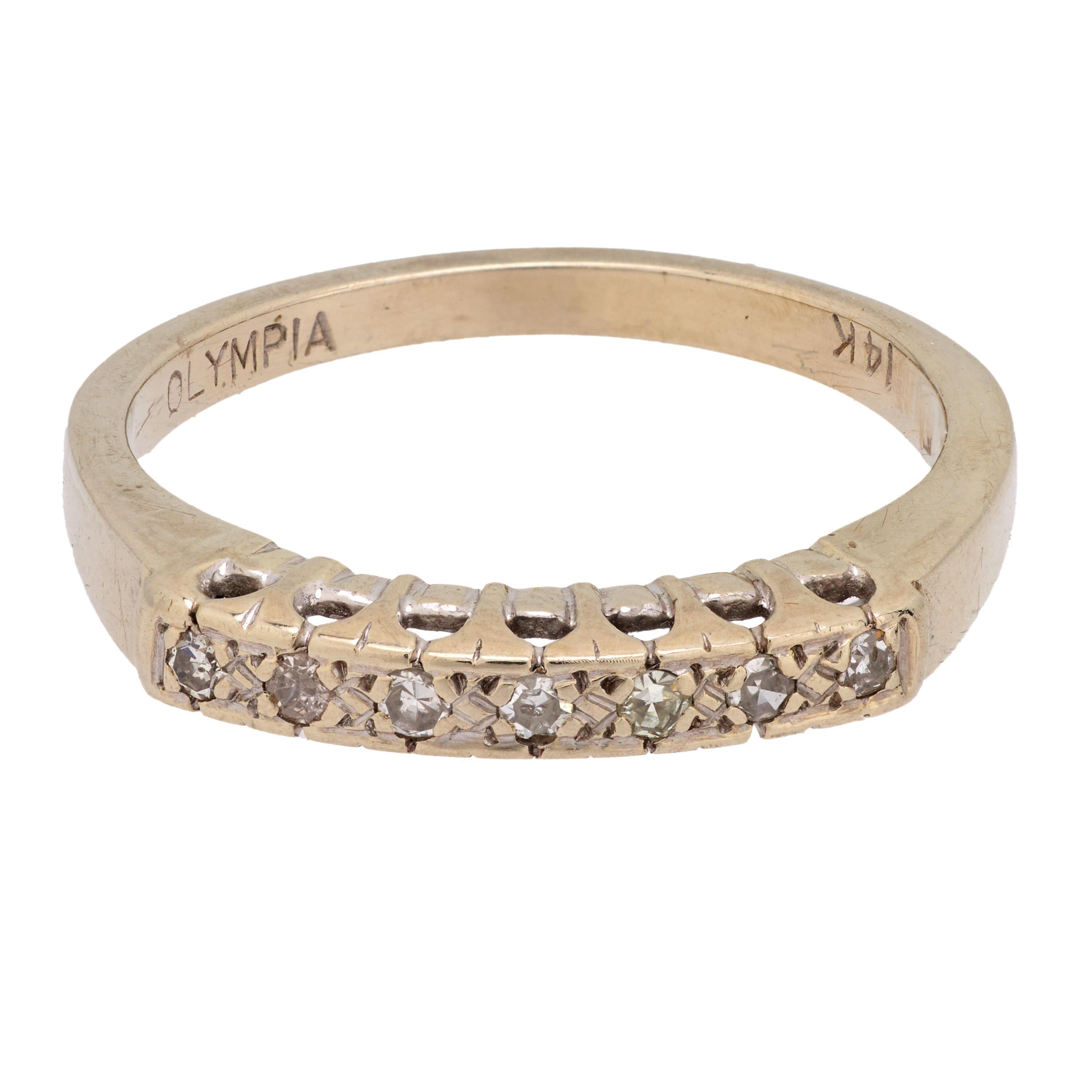 Retro diamond 14k white gold wedding band Corte único en venta