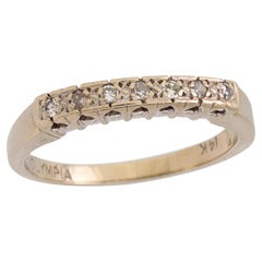 Retro diamond 14k white gold wedding band
