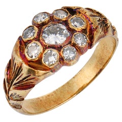 Retro diamond 14k yellow gold cluster ring