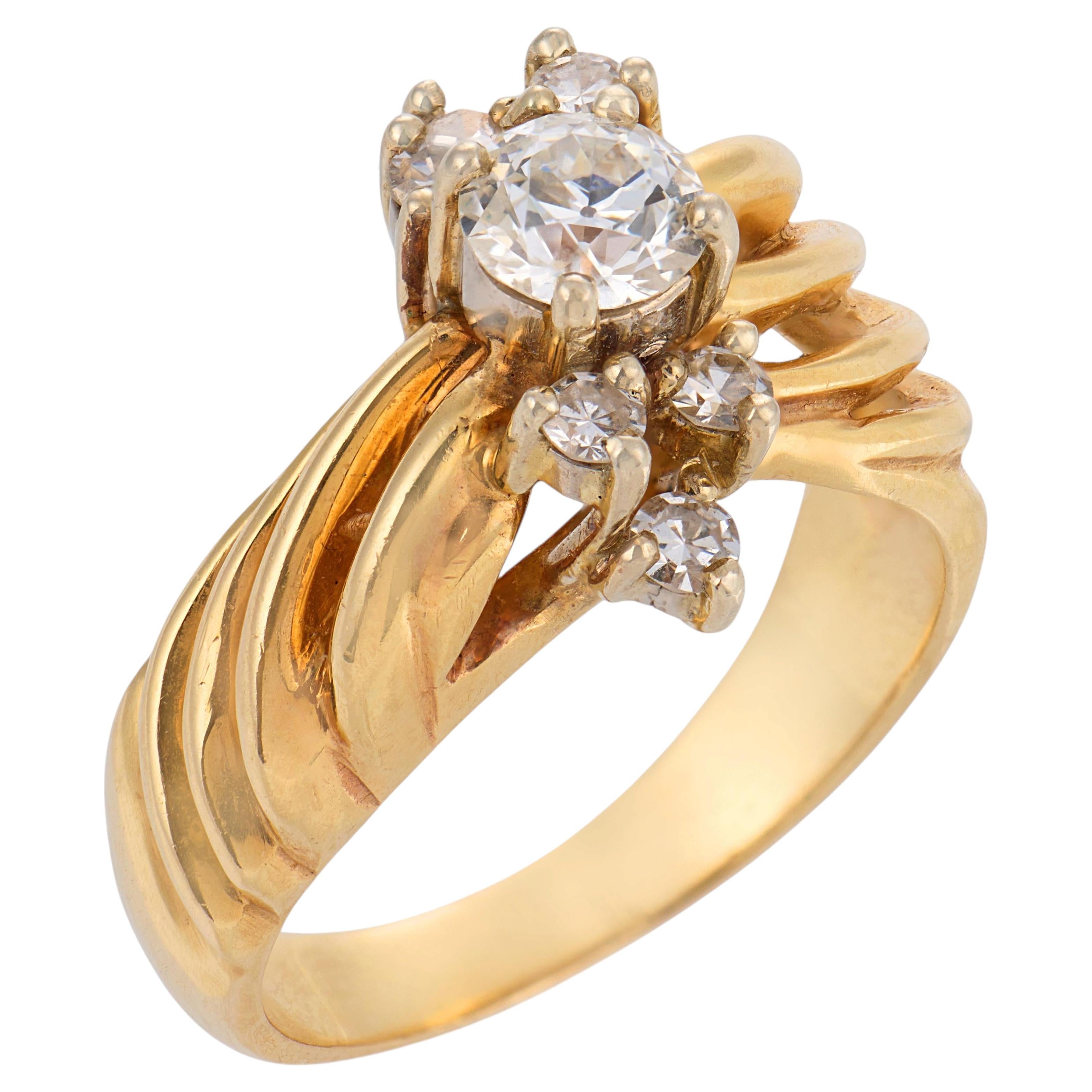 Retro diamond 14k yellow gold ring