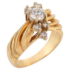 Retro diamond 14k yellow gold ring