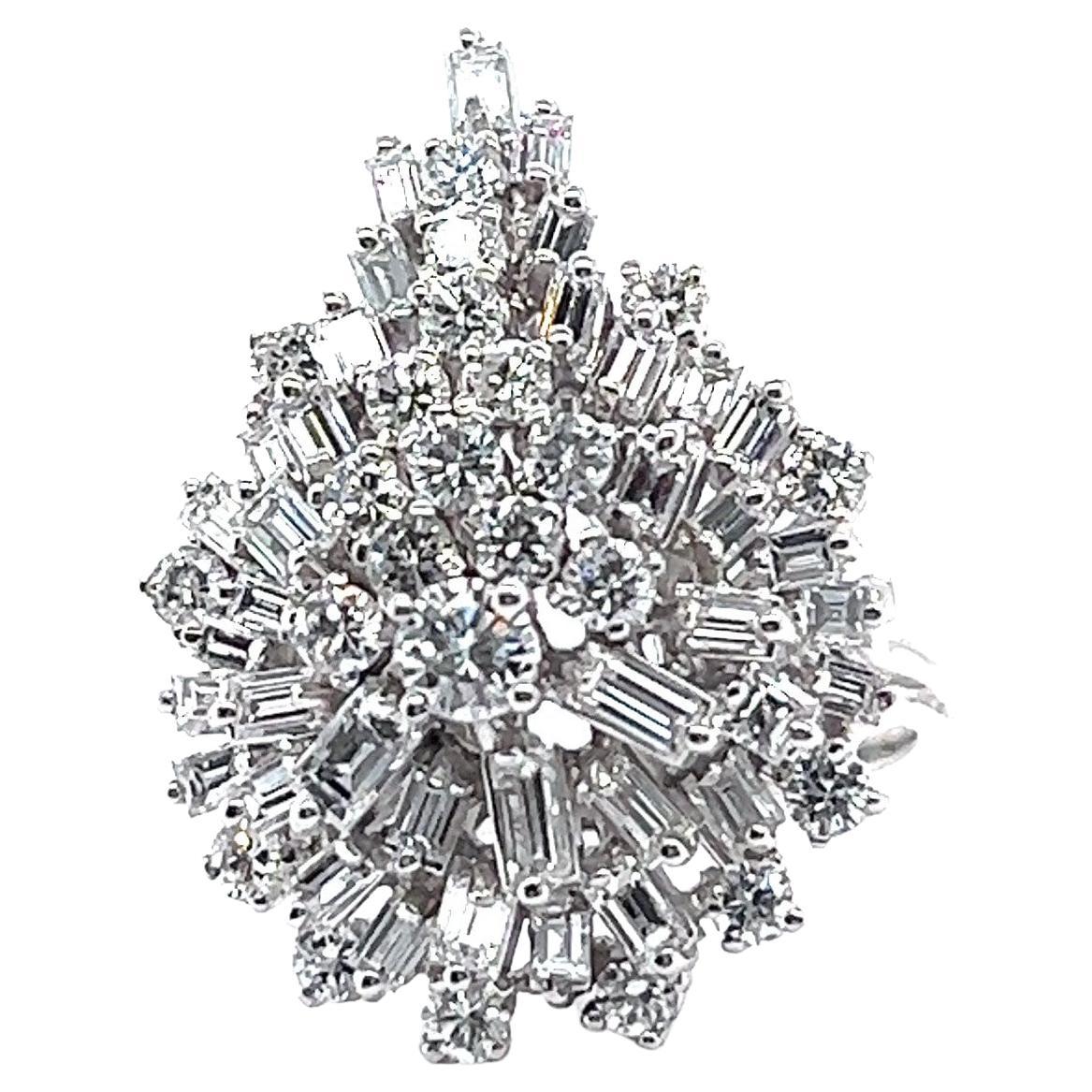 Retro Diamond 18 Karat Cluster Cocktail Ring