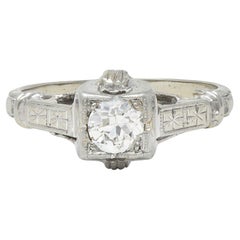 Vintage Diamond 18 Karat White Gold Orange Blossom Vintage Engagement Ring