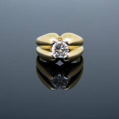 Retro Diamond 18 Karat Yellow Gold and Platinum Ring